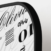 Olivia Custom Name Black White  ピックルボールラケット (左詳細)