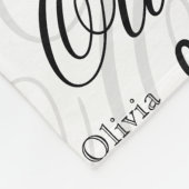 Olivia Custom Name Black White  フリースブランケット (角)