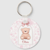 Olivia | Custom Pink Teddy Bear Nursery Design  キーホルダー (正面)