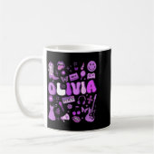 Olivia First Name I Love Olivia Groovy 80's Girls  コーヒーマグカップ (左)
