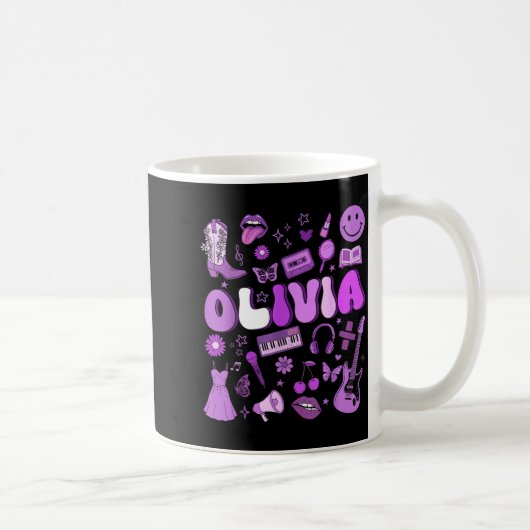 Olivia First Name I Love Olivia Groovy 80's Girls  コーヒーマグカップ (右)
