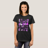 Olivia First Name I Love Olivia Groovy 80's Girls  Tシャツ (正面フル)