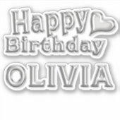 Olivia Happy Birthday silver Aufkleber Sticker シール (正面)