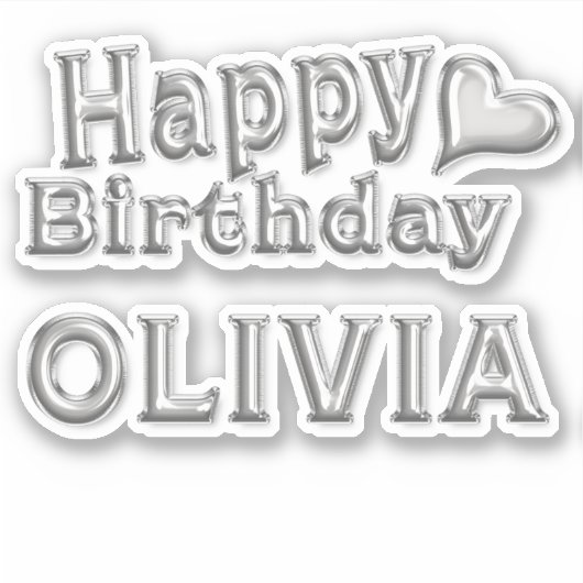 Olivia Happy Birthday silver Aufkleber Sticker シール (正面)