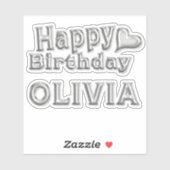 Olivia Happy Birthday silver Aufkleber Sticker シール (シート)