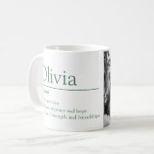 Olivia name definition custom photo green コーヒーマグカップ (正面左)