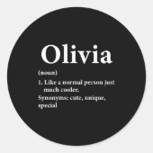 Olivia Name Definition Funny D  ラウンドシール (正面)