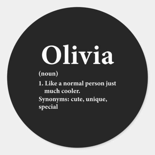 Olivia Name Definition Funny D  ラウンドシール (正面)