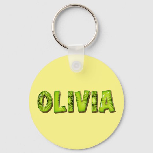 Olivia Name Kiwi Design Schlüsselanhänger キーホルダー (正面)