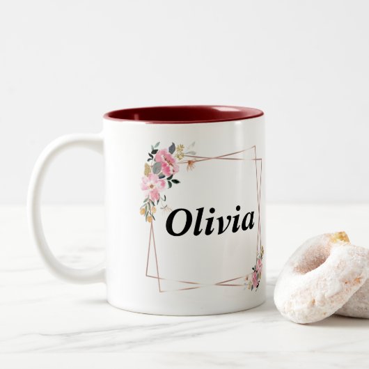 Olivia name Mug – Custom Coffee Cup with An ツートーンマグカップ (ドーナツ)