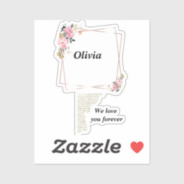 Olivia name sticker – Custom  flower-golden line シール