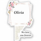 Olivia name sticker – Custom  flower-golden line シール (正面)