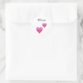 Olivia Personalized Emoji Hearts Round Stickers ラウンドシール (バッグ)