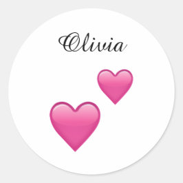 Olivia Personalized Emoji Hearts Round Stickers ラウンドシール
