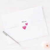Olivia Personalized Emoji Hearts Round Stickers ラウンドシール (封筒)