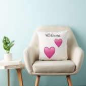 Olivia Personalized Emoji Hearts Throw Pillow クッション (椅子)