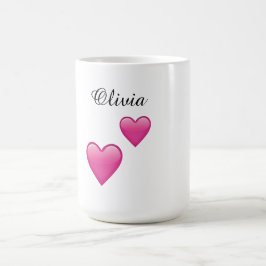 Olivia Personalized Hearts Emoji Mug コーヒーマグカップ