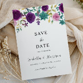 OLIVIA | Purple Floral Save the Date Template 招待状