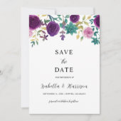 OLIVIA | Purple Floral Save the Date Template 招待状 (正面)