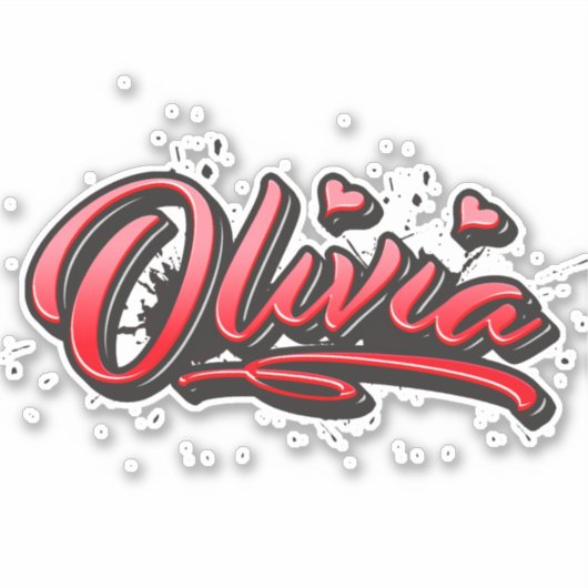 Olivia red Heart Graffiti Aufkleber Sticker シール (正面)