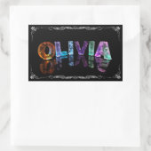 Olivia - The Name Olivia in 3D Lights (写真) 長方形シール (バッグ)