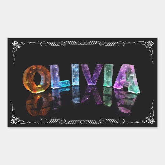 Olivia - The Name Olivia in 3D Lights (写真) 長方形シール (正面)