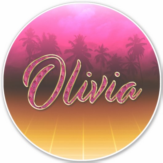 Olivia Vorname Name golden pink Aufkleber Sticker シール (正面)