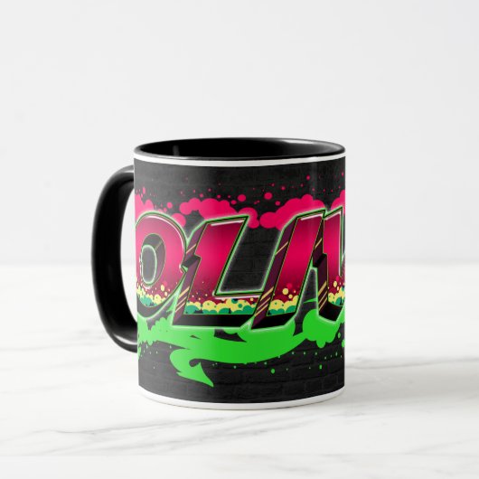 Olivia Vorname Name Graffiti red green Tasse マグカップ (正面左)