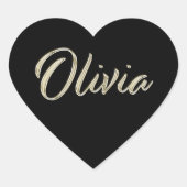 Olivia white gold Handwriting Aufkleber Herz ハートシール (正面)