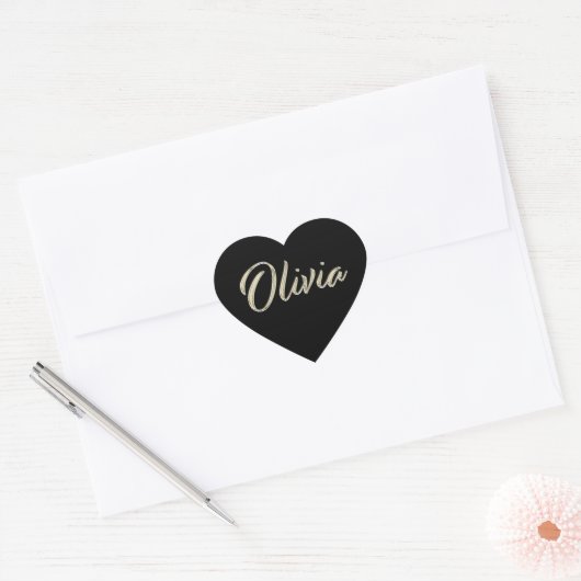 Olivia white gold Handwriting Aufkleber Herz ハートシール (封筒)