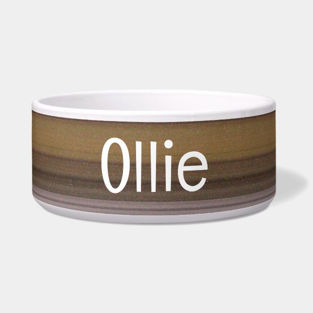 OLLIEストライプのペットボウル付き壁文字 ボウル (正面)