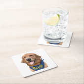 Ollie the Lucky Dog Photo Coaster スクエアペーパーコースター (インサイチュ)