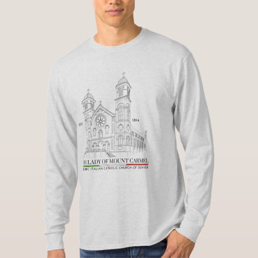 OLMCラインロゴメンズ長袖Tシャツアッシュ Tシャツ (正面)