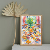 olorful Mediterranean Table Still Life with Wine ポスター