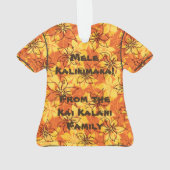 Olowaluのハイビスカスのハワイの迷彩柄のアロハワイシャツ オーナメント (裏面)