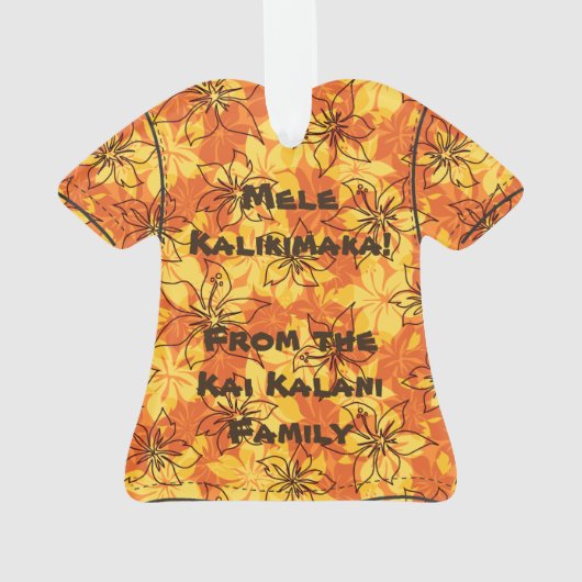 Olowaluのハイビスカスのハワイの迷彩柄のアロハワイシャツ オーナメント (裏面)