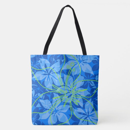 Olowaluのハイビスカスのハワイの迷彩柄のビーチのバッグ トートバッグ (正面)