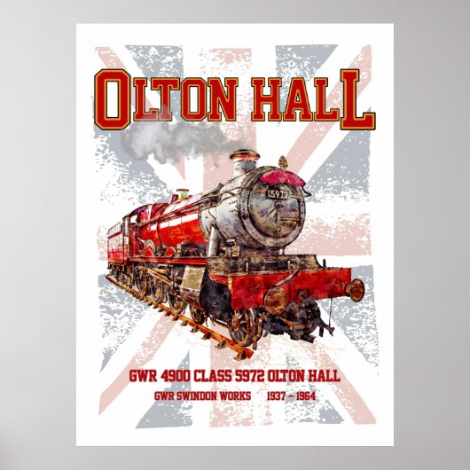 Olton Hall Vintage Steam Train English Locomotive  ポスター (正面)