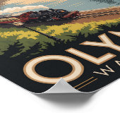 Olympia Washington Illustration Travel Art Vintage ポスター (角)