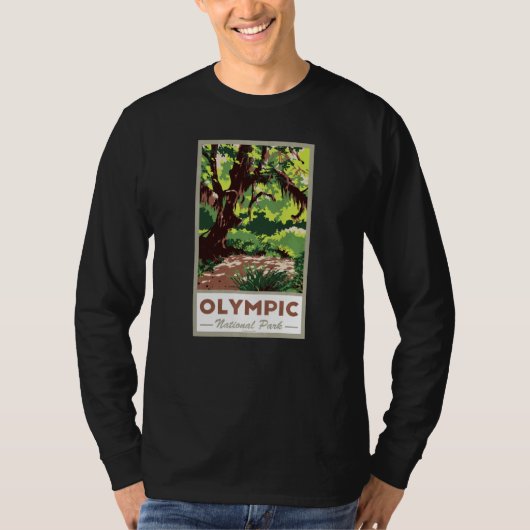 Olympic National Park Vintage Travel Poster Tシャツ (正面)