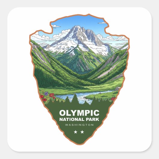Olympic National Park Washington Arrowhead スクエアシール (正面)