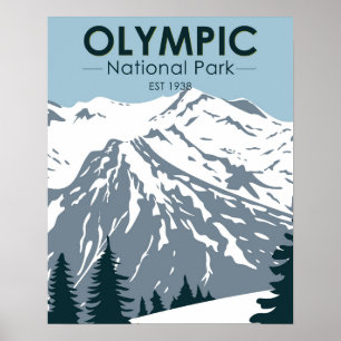 Olympic National Park Washington Vintage ポスター