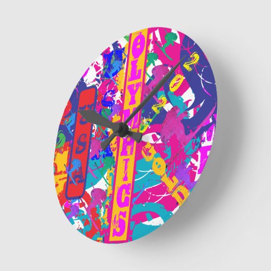 OLYMPIC SKIING ラウンド壁時計 (傾斜)