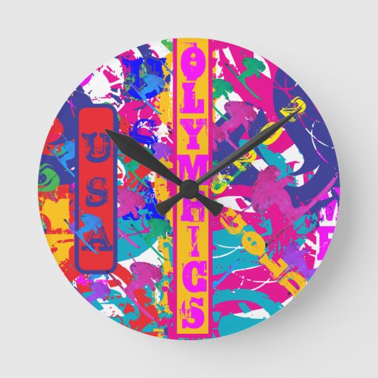 OLYMPIC SKIING ラウンド壁時計 (正面)