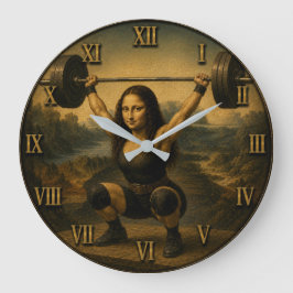 Olympic Weightlifter Funny Mona Lisa ラージ壁時計