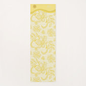 OMとユニークマンダラ付きイエローレースヨガマット ヨガマット (正面)