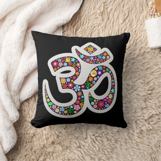 Omのオウムのナマステのヨガの記号の枕 クッション (ブランケット)