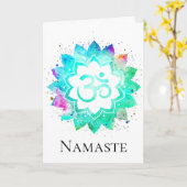 *~* OMのオウムの記号のはすの花の曼荼羅のニューエイジ カード (黄色い花)