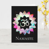 *~* OMのオウムの記号のはすの花の曼荼羅のニューエイジ カード (黄色い花)