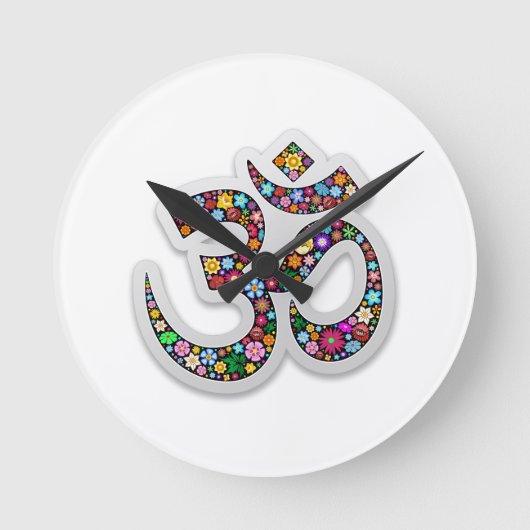 Omのオームのオウムのナマステのヨガの記号 ラウンド壁時計 (正面)